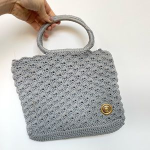 Vintage Baby Blue Crochet Bag